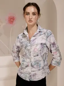 BAESD Women Standard Spread Collar Abstract Printed Casual Shirt