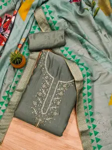 MANVAA Floral Embellished Beads and Stones Unstitched Dress Material