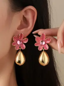 SALTY Floral Shaped Stone Studded Drop Earrings