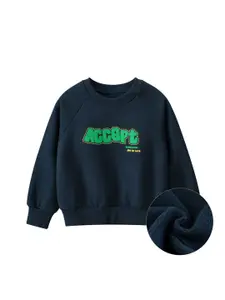 StyleCast x Revolte Boys Typography Printed Cotton Round Neck Pullover Sweatshirt