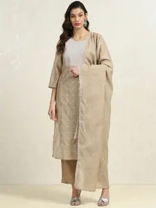 Biba Floral Embroidered Sequinned Unstitched Dress Material