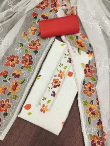 MANVAA Floral Embroidered Unstitched Dress Material