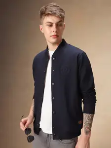 Dennis Lingo Men Mandarin Collar Front-Open Sweatshirt