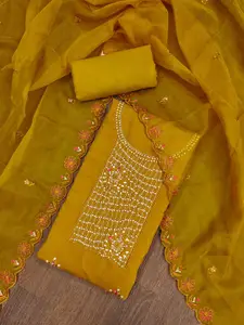 MANVAA Embellished Beads and Stones Unstitched Dress Material