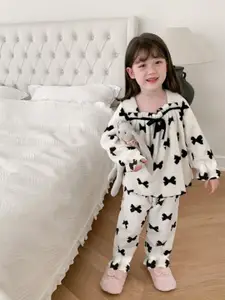 StyleCast x Revolte Girls Self Design Square Neck Long Sleeves Top With Jogger