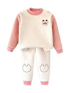 StyleCast x Revolte Girls Self Design Round Neck Long Sleeves T-Shirt With Jogger