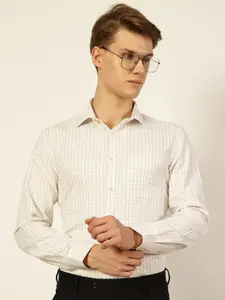 Thomas Scott Men Smart Spread Collar Gingham Checked Cotton Formal Shirt