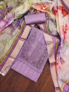 MANVAA Floral Embellished Beads and Stones Unstitched Dress Material