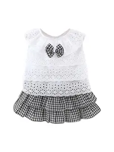 StyleCast x Revolte Girls Self Design Round Neck Sleeveless Top With Skirt