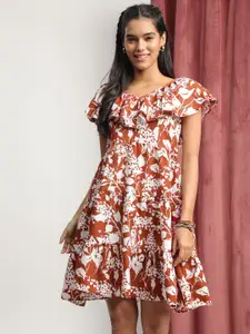 J Turritopsis Women Floral Printed  Knee Length  Fit & Flare Dress