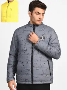 Skechers Men Mock Collar Abstract Printed Casual Puffer Jacket
