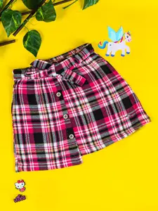 Purple United Kids Girls Checked A-Line Above Knee-Length Skirt