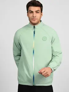 Skechers Men Mock Collar Solid Casual Bomber Jacket