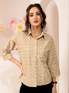 BAESD Women Standard Spread Collar Abstract Printed Casual Shirt