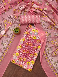 MANVAA Floral Embroidered Sequinned Unstitched Dress Material