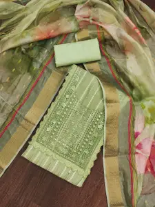 MANVAA Floral Embroidered Beads and Stones Unstitched Dress Material