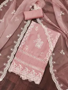 MANVAA Floral Embroidered Thread Work Pure Organza Unstitched Dress Material