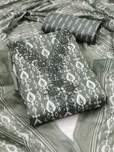 Maroosh Geometric Printed Sequinned Unstitched Dress Material