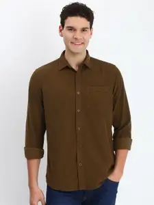 Allen Solly Men Custom Spread Collar Solid Cotton Casual Shirt