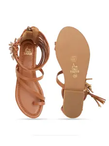 Tao Paris Women Leather Gladiators With Tassels Flats