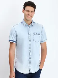 Allen Solly Men Custom Spread Collar Solid Cotton Casual Shirt