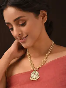JAYPORE Brass Gold-Plated Kundan Necklace