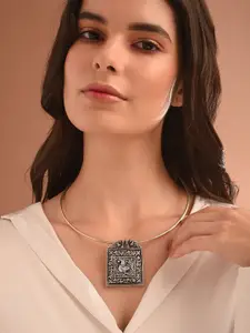 JAYPORE Silver Faux Ruby Stone Studded Necklace