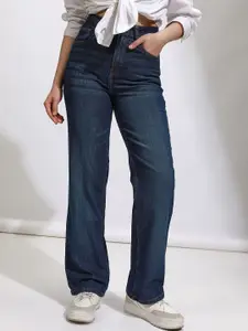 Tokyo Talkies Women Straight Fit High-Rise Light Fade Stretchable Jeans