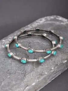JAYPORE Set of 2 Turquoise Studded Bangles