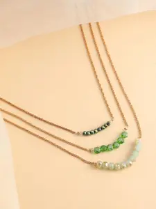 SOHI Gold-Plated Stone Studded The Riviera Multi-Layer Necklace