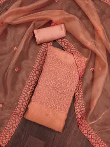 Maroosh Floral Embroidered Zari Organza Unstitched Dress Material