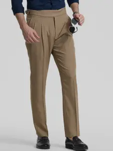 Snitch Men Smart Slim Fit Pleated Trousers