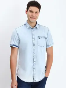 Allen Solly Men Custom Spread Collar Solid Cotton Casual Shirt