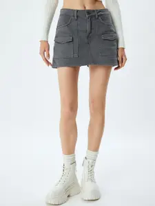 Koton Women Cotton A-Line Mini Skirt