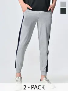 BAESD Men Pack Of 2 Cotton Mid-Rise Joggers