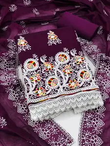 Maroosh Floral Embroidered Thread Work Unstitched Dress Material