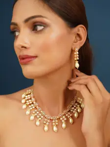 JAYPORE Brass Kundan Necklace