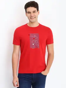 Allen Solly Men Graphic Printed Round Neck Cotton Slim Fit T-shirt