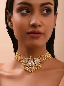 JAYPORE Brass Kundan Necklace