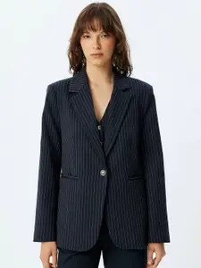 Koton Stiped Notched Lapel Single-Breasted Blazer
