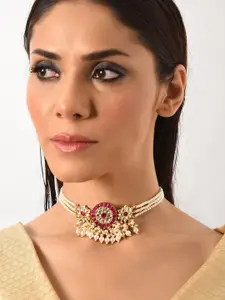 JAYPORE Stone Studded Minimal Necklace