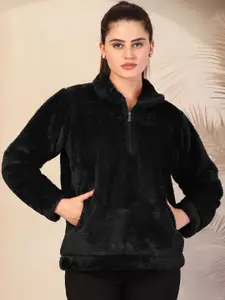 KLOTTHE Women Solid Woolen Fur Winter Jacket