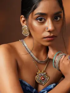 JAYPORE Faux Ruby Studded Necklace