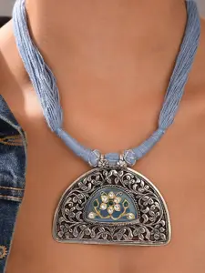JAYPORE Pure Silver Oxidised Necklace