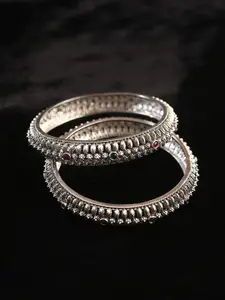 JAYPORE Set Of 2 Oxidised Stone-Studded Bangles