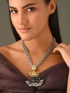 JAYPORE Brass Stone Studded Necklace