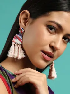 SOHI Gold-Plated Contemporary Jamaican Drop Earrings