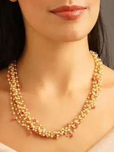 JAYPORE Brass Pearls Necklace