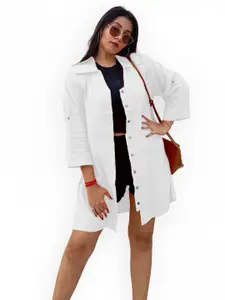 Indietoga Women's Plus Size Classic Spread Collar Solid Casual Shirt