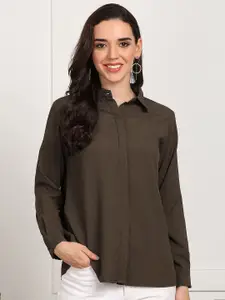 Murcia Women Classic Spread Collar Solid Casual Shirt